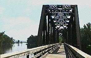 A converted railroad bridge on the Great River State Trail