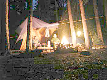 Marc and Norm keeping warm - Algonquin Provincial Park