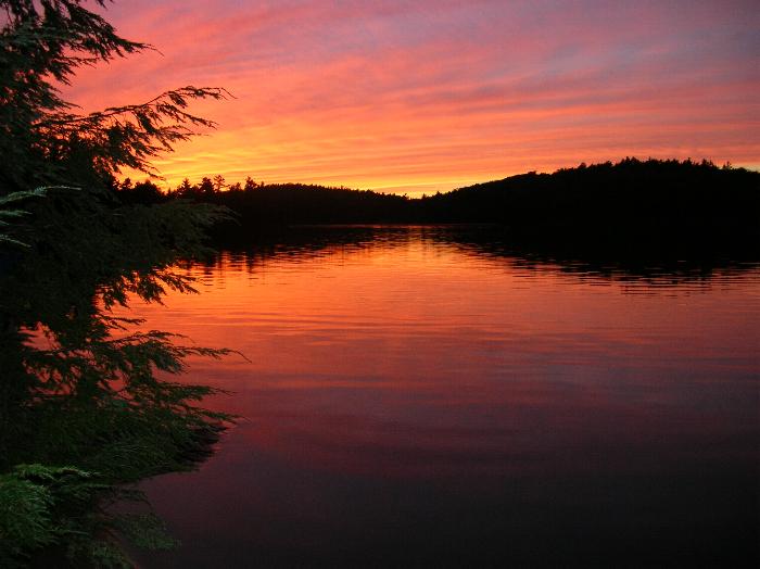 Final sunset at its finest on David Lake - Killarney Provincial Park