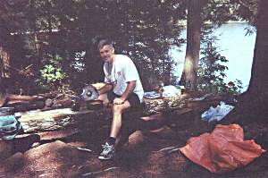 Wayne preparing soup - Algonquin Park, Canada