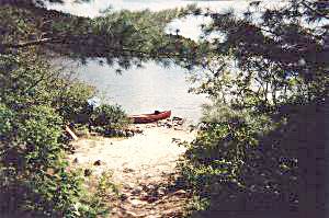 Canoe at rest on the beach