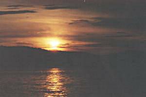 Setting sun on Manitou Lake